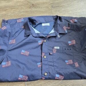 Columbia Men's Navy Flag Print Shirt